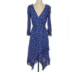 Plenty by Tracy Reese Blue and Cream Women's Wrap Dress